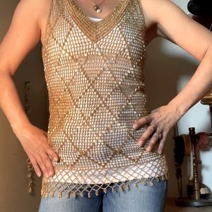 Gold Tank Overlay Beaded